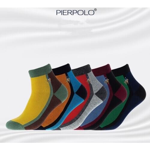 Autumn Winter Pier Polo High Quality Fashion Business Casual Mens Socks Cotton Sock Multicolor Crew Male Socks 5 Pairs/Lot