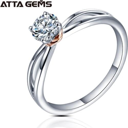 Soild 0.5ct Lab Grown Diamond D Color Silver 4 Prongs Moissanite Engagement Ring Solitaire Moissanite Hearts and Arrows Ring