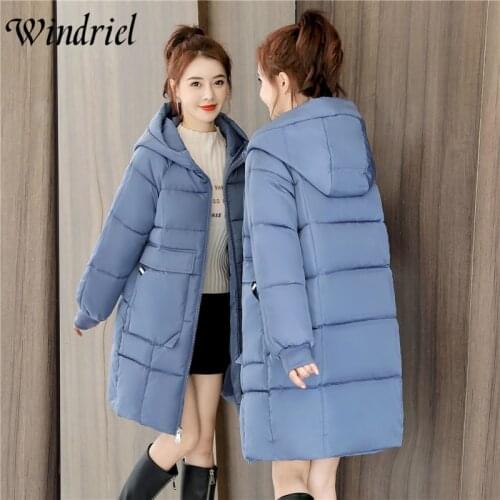 Solid Long Winter Coats Women Loose Warm Parkas Ladies Padded Clothing Outerwear Fashion High Street Wadded Jackets Windriel