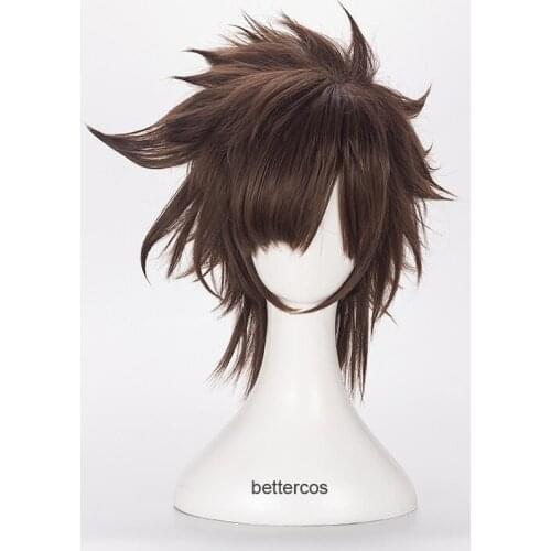 JoJos Bizarre Adventure Joseph Joestar Cosplay Wig Brown Short Heat Resistant Synthetic Hair Wig + Wig Cap