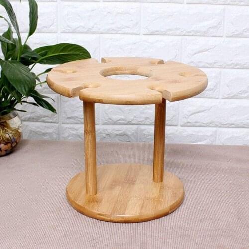 HOT-Wine Glass Holder Bamboo Tabletop Wine Glass Drying Racks Camping for 6 Glass and 1 Wine Bottle Promotion New