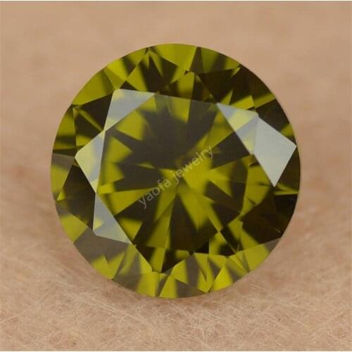 Sale 3~20mm Olive Green Round Brilliant Shape Dark Peridot Color Loose Synthetic Cubic Zirconia Gems Stone CZ Beads For Jewelry