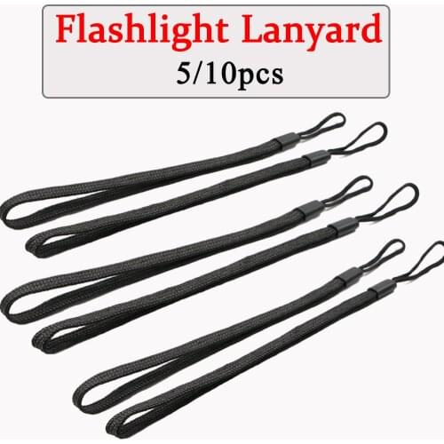 5/10Pcs 20CM Flashlight Straps Lanyard Sling EDC Outdoor Tools Black Paracord Ajustable Anti Lost For Torch Camera Phone Kits