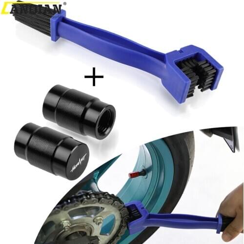 Motorcycle Chain Cleaning Maintenance Brush Vehicle Wheel Tire Valve Stem Covers For Honda CB599 CB600F CB919 CB900F HORNET 250