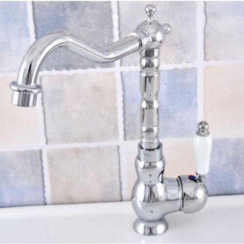 Chrome kitchen faucet single handle single hole kitchen tap 360 degree rotation spout cold and hot water mixer Tap Nsf649