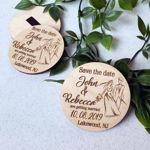 Save the Date magnets, Rustic Wood Save the Date, Engraved Personalized Save the Date magnet Baby Shower Gifts