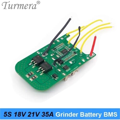 Turmera 5S 18V 21V 35A BMS Lithium Battery Board for 18V Wireless Grinder 21V Screwdriver Shurik and Vacuum Cleaner Battery Pack