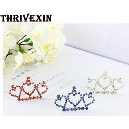Pet Dog Crown Bling Clear Crystal Rhinestone Girls Pet Hairpin Cat Dog Hair Clips Grooming Accessories Alloy Hair Clip