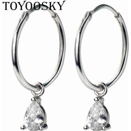 925 Sterling Silver Pretty Zircon Filled Waterdrop Shaped Ear Clip Earrings For Women S925 Silver Small Studs Wholesale 2019