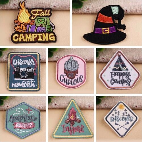 1PCS NEW Halloween Witch Hat Patches camera Badges Patch For Clothing Logo for Bonfire Patches Embroidery Tent Badge Sticker