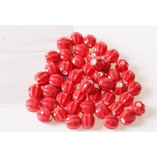 10pcs 13mm Round Ceramic Beads Watermelon Beads Handmade Loose Beads For Necklace Earring Bracelet DIY Jewelry Accessories