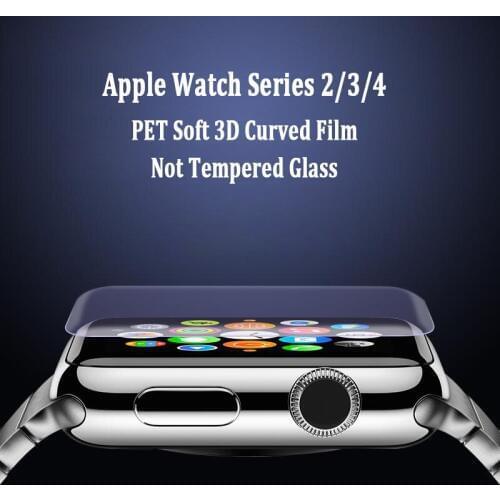 Sinzean 100pcs/lot For Apple watch 2/3/4 (38mm/42mm/40mm/44mm) 3D curved PET film screeen protector (Not tempered glass)
