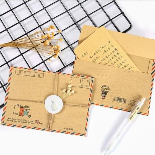 120pcs Vintage Kraft Paper Envelopes for Business Invitations Postcard Letter Wallet Envelope for Gift Air Mail Stationery