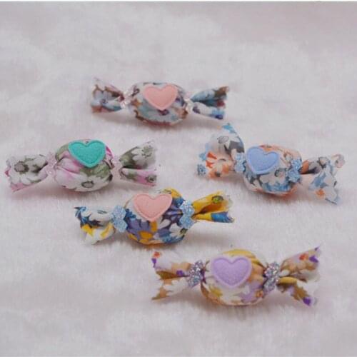 18Pcs 6*2.5CM Floral Love Fabric Full Candy Appliques For DIY Clothes Shoes Hat Headwear Clips Crafts Decor Patches