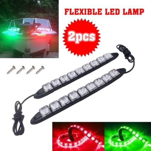 2pcs 12V Marine Navigation Light Boat Yacht Pontoon 9 LED Bright Light Strips Red Green Waterproof Car Marine Boat Supplies