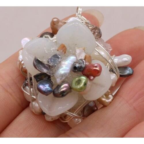 2021Hot Sale Natural Semi-precious Stone Lace-shaped Silver Thread Pearl Pendant Making DIY Necklace Bracelet Jewelry Gift Party