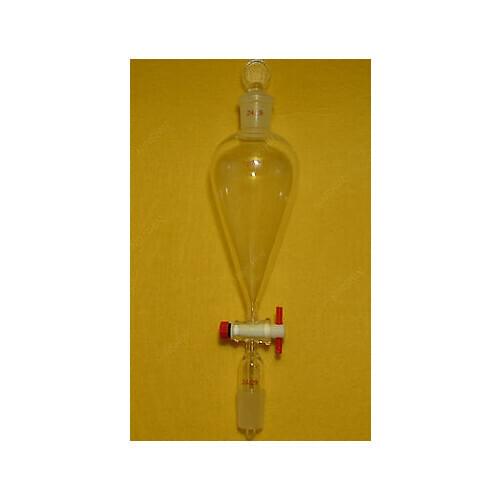 250ml,24/29,Glass Pyriform Separatory Funnel,Pear Shape,PTFE Stopcock,Labware