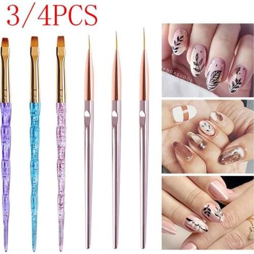 3pcs/set Nail Art Liner Painting Pen Light Therapy Carving Pen Brush Acrylic UV Gel Nail Brush Line Design Manicure Tools New