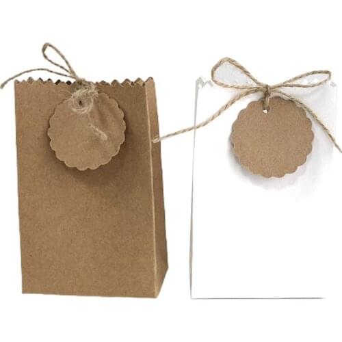 50pcs European Kraft Paper Candy Boxes Favor Gift DIY Jewelry Biscuit Bag Wedding Packaging Bag Boxes Birthday Baby Shower Decor
