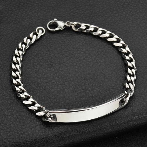 Steel bracelet with stainless steel charm chain bracelet with name 2020 fashion jewelry on hand made Nameplate bracelets men