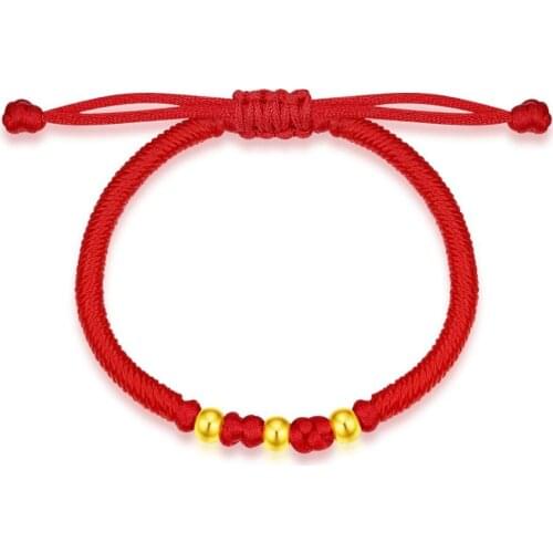 ZOCAI 999 Yellow Gold Bracelet and Red Rope Bracelet Men Women Unisex Wristband Good Luck Bracelet for Women Charm S00830