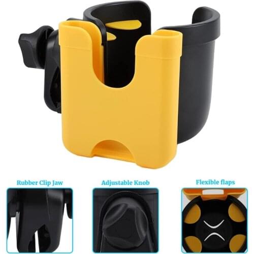 Stroller Cup Holder with Phone Organizer Universal Bike Cup Holder 2 in 1 Bottle Bracket for Wheelchair Pushchair