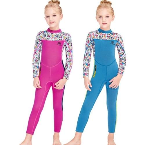 CX27 -2.5MM childrens swimsuit girls one-piece long-sleeved warm swimwear outdoor snorkeling sunscreen wetsuit