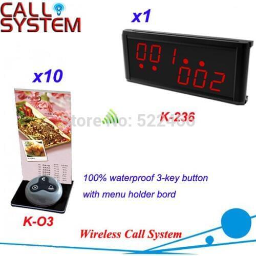 Remote Button Call System for guest waiter services with 10 table buttons and 1 LED display, DHL shipping free
