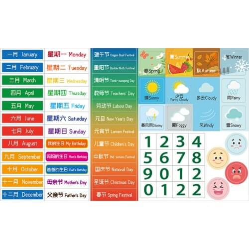 Calendar Magnetic Board Learning Toy Weather Chart Season Teaching Aid Learning Tool Classroom Enlightenment for Children