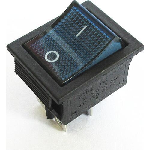KCD4 Boat Switch Rocker Power Button 4- Foot Blue with Lamp 16A 250V 31x25 Switches