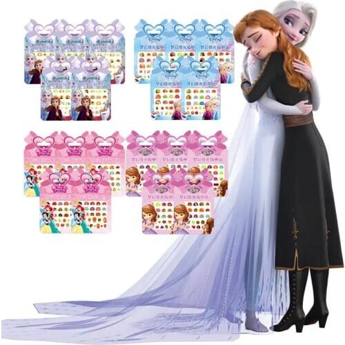 Cartoon Disney Girls Frozen 2 Elsa Anna Glow In Dark Nail Stickers Makeup Toys Princess Sofia Kids Luminous Nail Decor Stickers