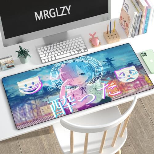 Hot Sale Cute Anime Girl Rem Mouse Pad 40X90CM Neon Large Mousepads Gaming Accessoroes Laptop Gamer Waterproof Keyboard DeskMat