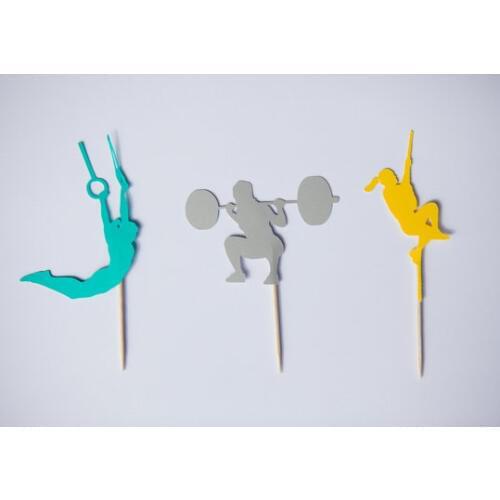 Crossfit Silhouette Cupcake Toppers sports event Party Picks baby shower wedding birthday toothpicks decor free shipping