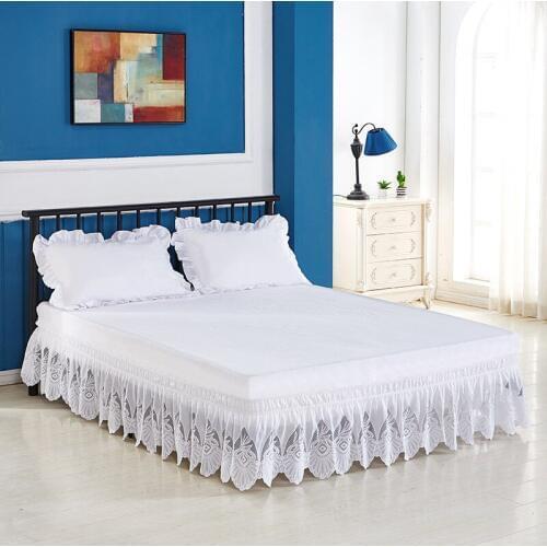 Lace Princess Solid Elastic Bed Skirt Without Bed Surface Bed Apron Decor Bedspread Lace Bed Skirt twin full queen king size