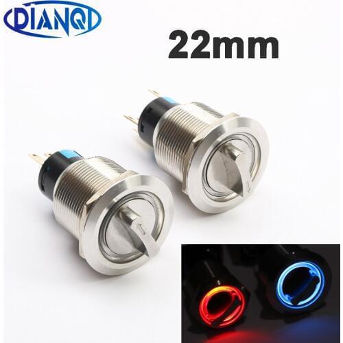 22mm metal push button switches rotate buttons LED NO NC Without LED