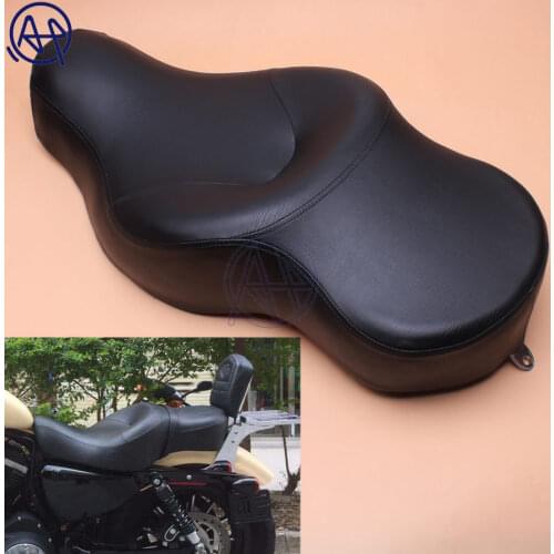 Motorcycle Black PU Leather+Soft Foam Style Driver+Passenger Pillion Low-Pro Solo Seat for Harley XL883 XL1200 N Sportster 05-13