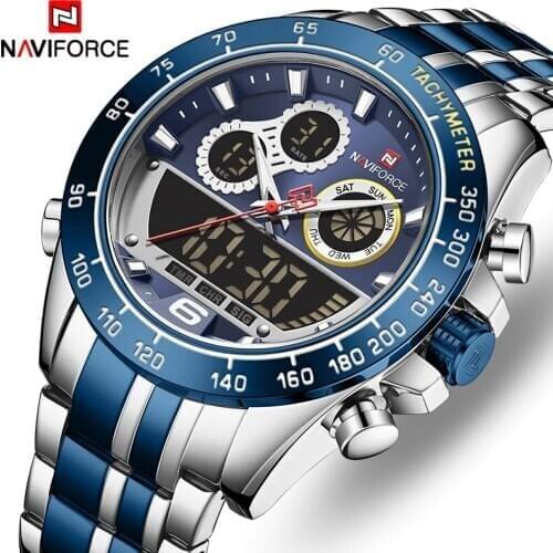 New NAVIFORCE Watches Men Top Luxury Brand Chronograph Quartz Watch Mens Waterproof Stainless Steel Sport Wristwatch Male Clock