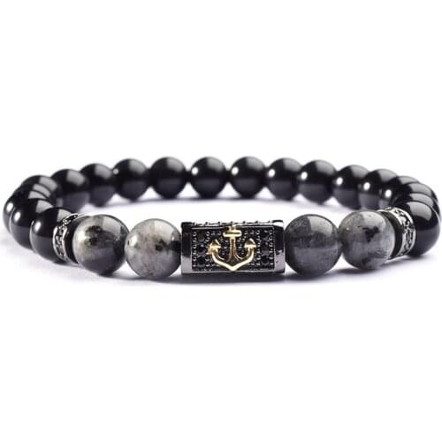 New Bead Bracelet Anchor Micro Inlay Accessories Tiger Eye Stone Natural Stone Bead Bracelet for Men and Women Jewelry Gifts