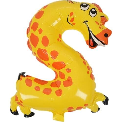 New Cute kids Pet Numbers Foil Balloon Animal Air walker Helium Fun Birthday Parties Decor, Giraffe 2