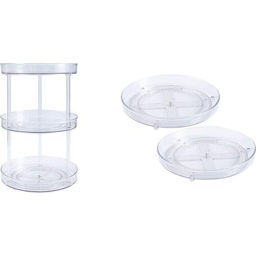 Lazy Susan Turntable Cabinet Organizer,Clear Lazy Susan Organizer Spice Rack For Cabinet For Kitchen Bathroom-ABUX