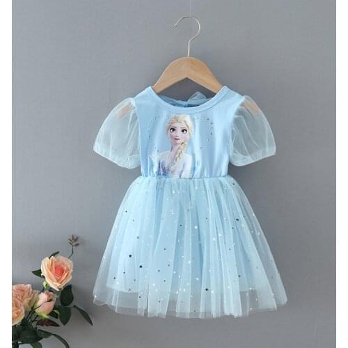 Elsa Aisha princess dress girls summer fashion cartoon children Frozen mesh dresses girl Holidays 2-7 years old toddler clothing