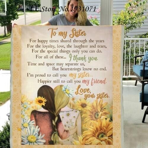 Gift Letter To My Sister 3D Printed Fleece Blanket for Beds Thick Quilt Fashion Throw Blanket From Love Your Sister L114