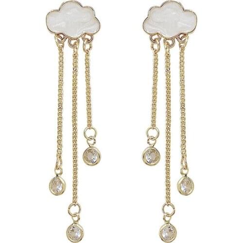 Fashion Sweet Girl Temperament Cloud Earrings Tassel Long Earring Womens Versatile Earrings Boho Dangle Earing 2021