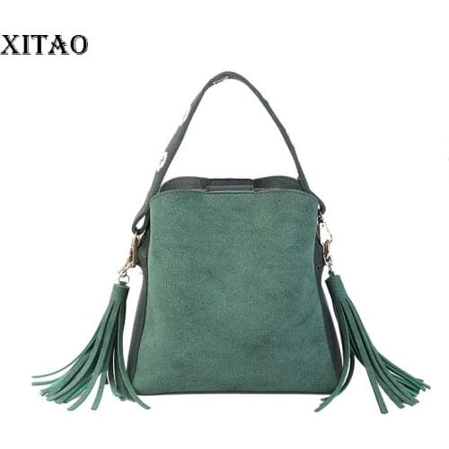 XITAO One Shoulder Simple Frosted Female Bag Solid Color Fashion Bucket Bag Korean Style Wide Shoulder Strap Shoulder CLL1556