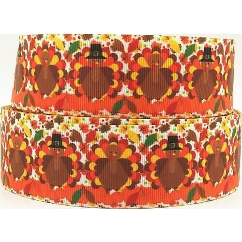 Q&N/OEM 1.5inch 38mm 160824001 turkey printed grosgrain ribbon 50yds/roll free shipping