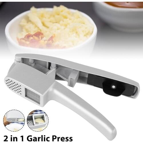 2 In 1 Manual Garlic Press Ginger Chopper Aluminum Alloy Garlic Crusher Mincer Presser Non-slip Handle Save-effort Onions Cutter