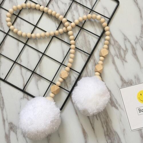 Nordic Kids Room Wall Hanging Decorative Ball Wood Beads Childrens Room Dome Bed Decoration Crafts Play Tent Hanging Hairball