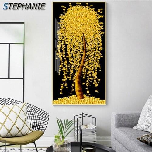 Modern Golden Coin Tree Abstract Canvas Painting Beautiful HD Posters and Prints Wall Art Pictures Living Room Home Decoration