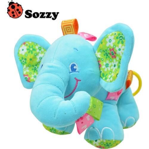 Sozzy New Animal Elephant 18cm In Pink And Blue Soft Plush Crib Bed Car Hanging Hand Rattles Baby Toys Girl Boy Gift Toys
