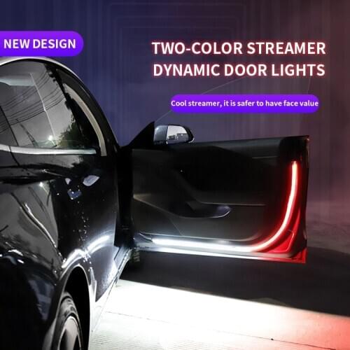 Car Door Opening Warning LED Lights Welcome Decor Lamp Strips Decorative Ambient Lights Flexible Waterproof 1.2M White Red